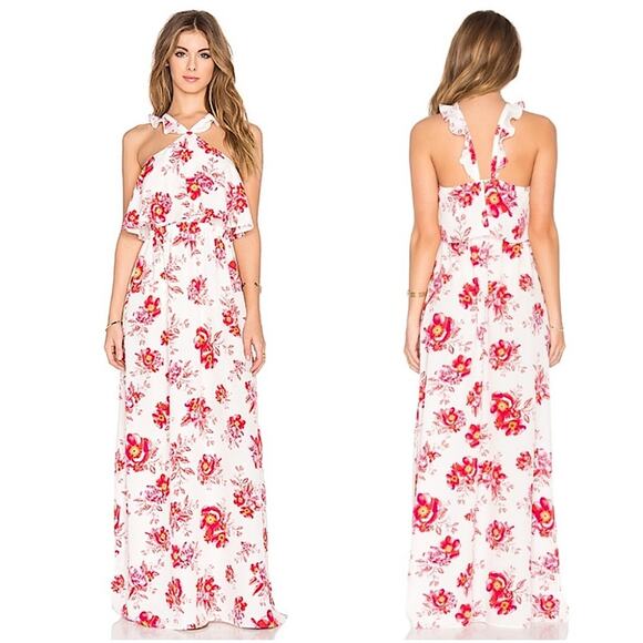 Tularosa Dresses & Skirts - Tularosa Santorini Floral Fuchsia Bloom Maxi Dress